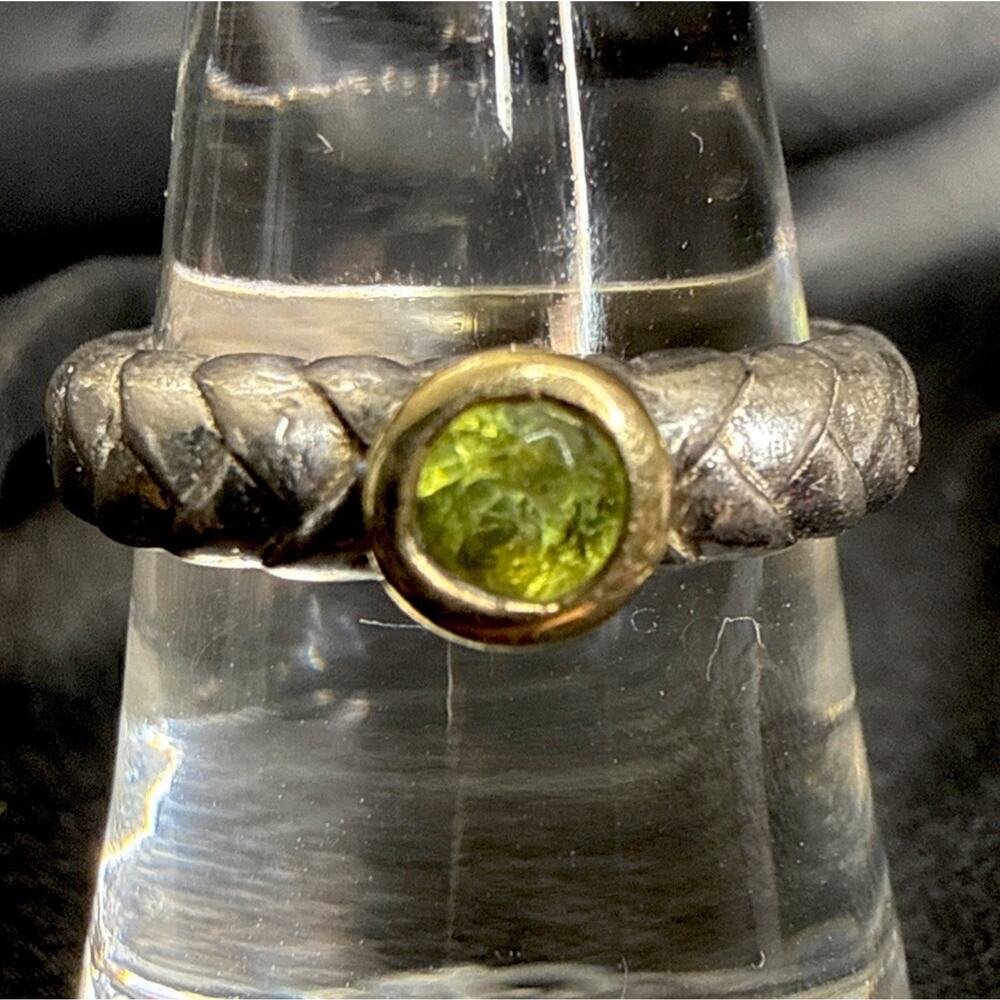 Designer Alwand Vahan .925 & 10K Gold Peridot Ring Size 7 | Estate Jewelry